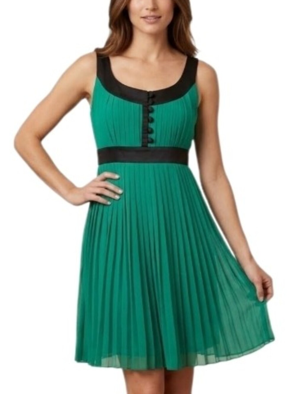 Twentyone Dress Pleated Buttoned Bodice Chiffon Sleeveless Size M